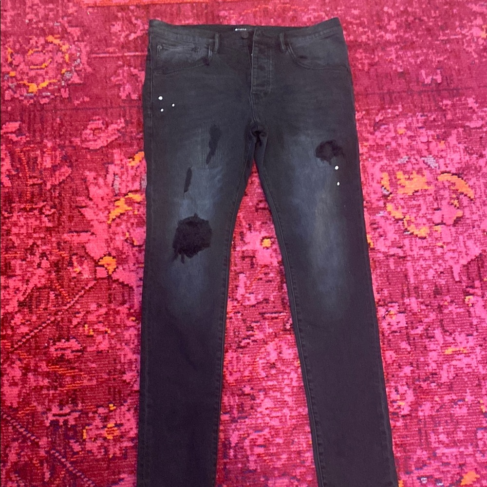 Men's Purple Brand Black Distressed Jeans